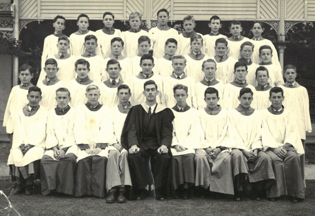King's Choir with Rev. Angas Holmes in 1957
