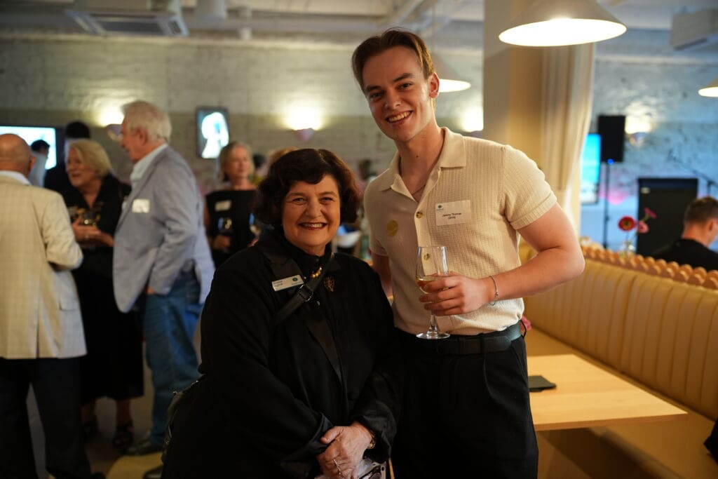 Old scholar with teacher julianne english at pembroke arts network launch event