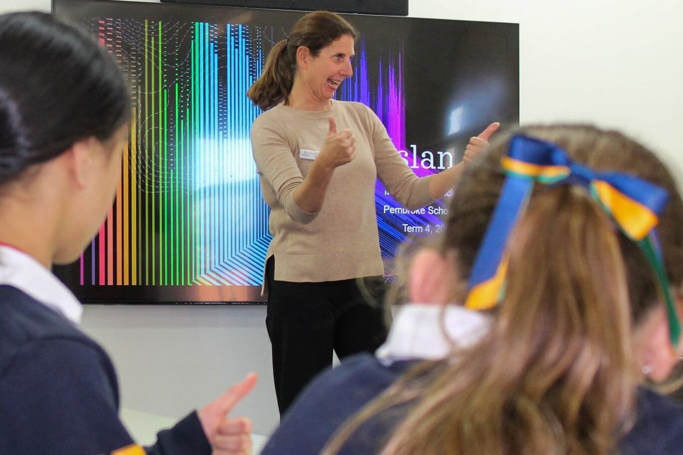 Teacher teaching Auslan co-curricular to students in class 2025