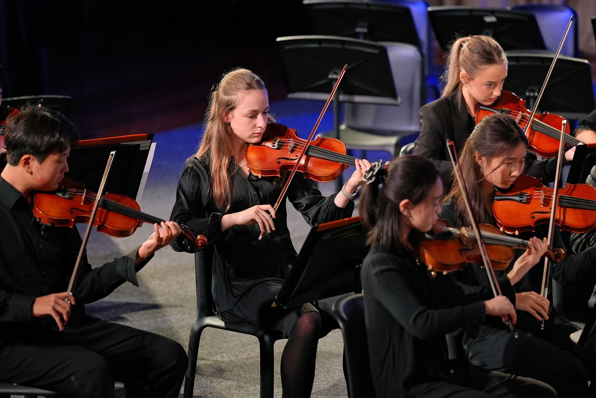 student playing violin